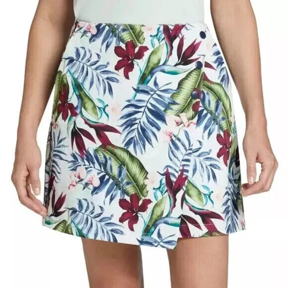 LADY HAGEN 16" PALM OVERLAP SKORT Size 2 PALM MINT GOLF TENNIS PICKLEBALL